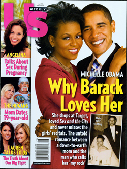 Illustration for article titled This Week In Tabloids: Why Barack Loves Michelle; Angelina Is Anxious Or Adopting